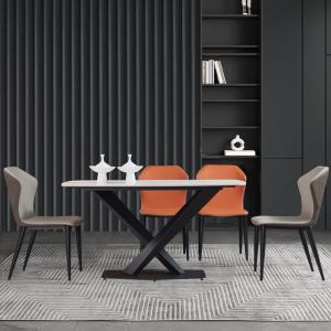 现代极简·岩板餐桌·CLJ-SJ-交叉台·餐桌椅